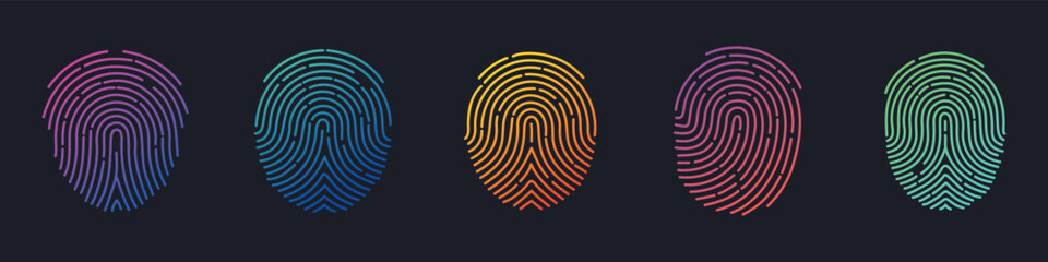 Fingerprint icon set. Touch id icon finger vector in gradient style isolated on background