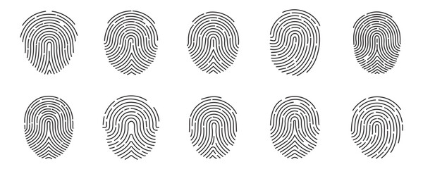 set of finger print fingerprint lock secure security logo vector icon