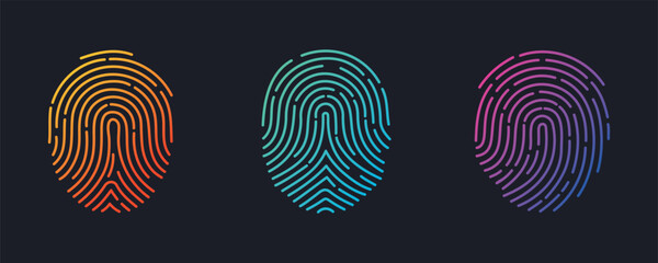 Fingerprint icon set. Touch id icon finger vector in gradient style isolated on background