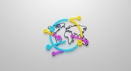 Global Network Connection Abstract Neon Illustration
