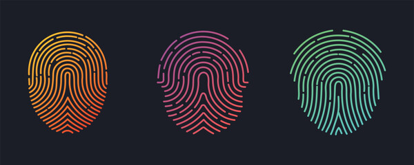 Fingerprint icon set. Touch id icon finger vector in gradient style isolated on background