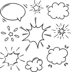 Hand-drawn Comic Book Speech Bubbles and Stars