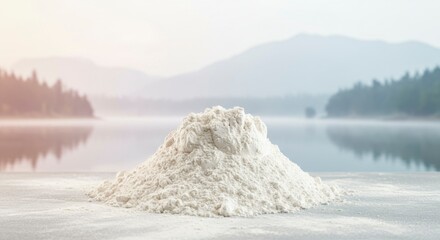 Powder pile by lake