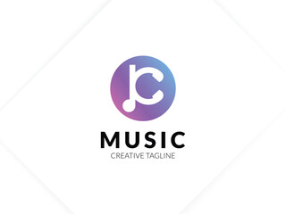 Letter K gradient music logo with headphone for your brand