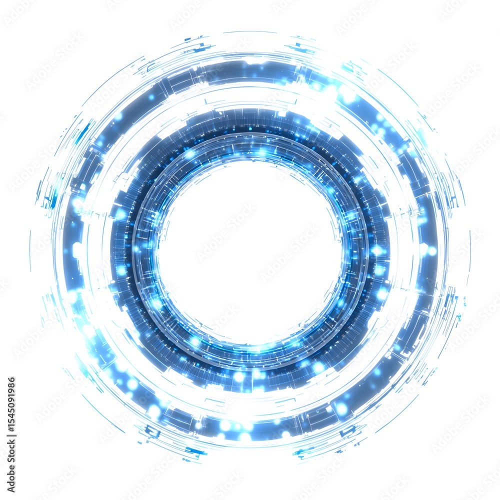 Fototapete 4K blue circular animation separated from a black green screen background, used for HUD interface element design. Circular core and electronic circuit animation for futuristic HUD elements. Virtual in