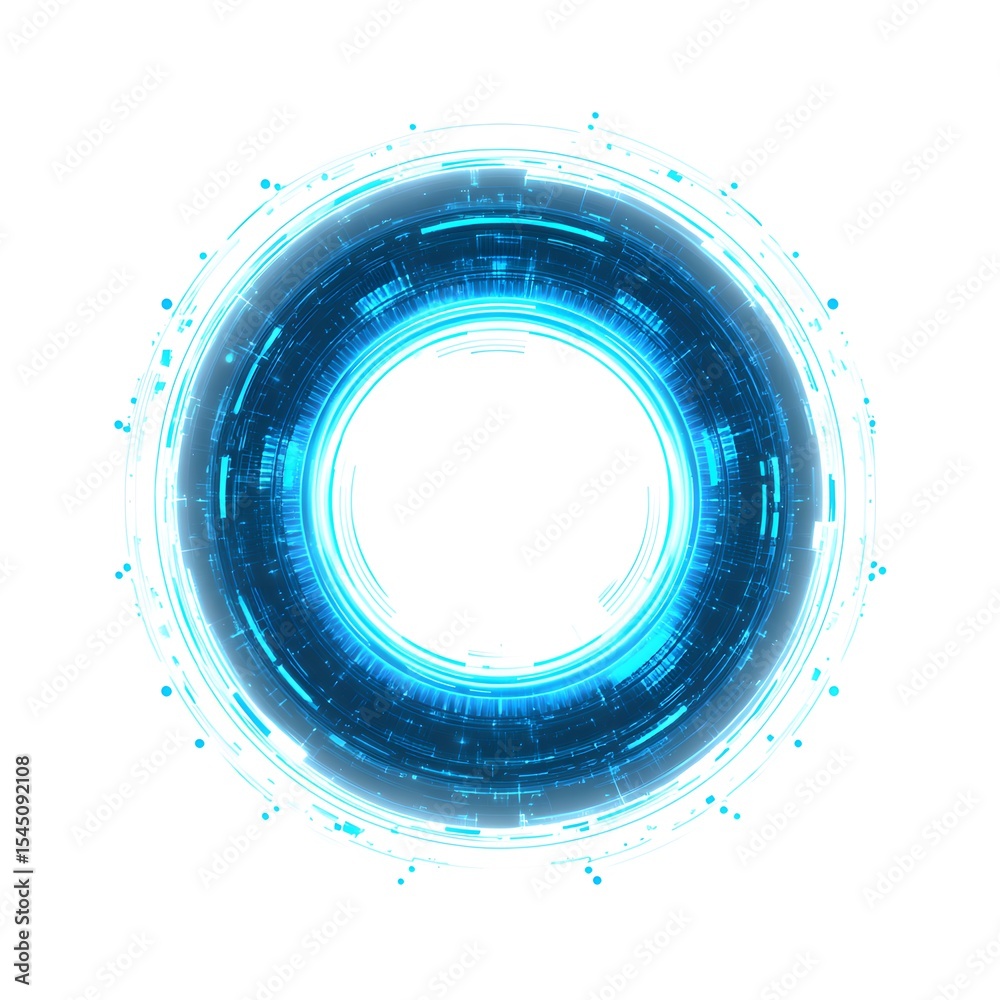 Poster 4k blue circular animation separated from a black green screen background, used for hud interface el