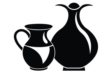 Silhouette of Two Decorative Vessels, including a Pitcher and a Tall Carafe