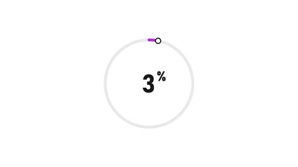 3 percent number loading circle icon pie chart illustration 4K resolution.