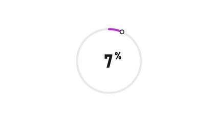 7 percent number loading circle icon pie chart illustration 4K resolution.