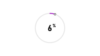 6 percent number loading circle icon pie chart illustration 4K resolution.