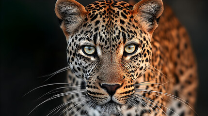 Fototapeta premium Majestic Leopard Close-up: Wild Cat Portrait