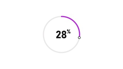 28 percent number loading circle icon pie chart illustration 4K resolution.