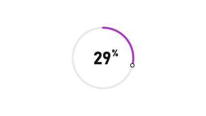 29 percent number loading circle icon pie chart illustration 4K resolution.