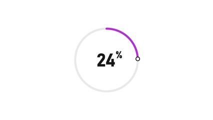 24 percent number loading circle icon pie chart illustration 4K resolution.