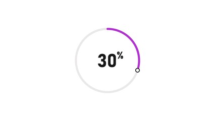 30 percent number loading circle icon pie chart illustration 4K resolution.