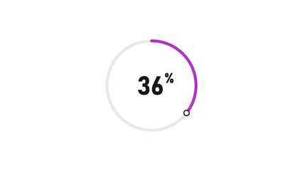 36 percent number loading circle icon pie chart illustration 4K resolution.