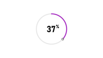 37 percent number loading circle icon pie chart illustration 4K resolution.
