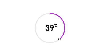39 percent number loading circle icon pie chart illustration 4K resolution.