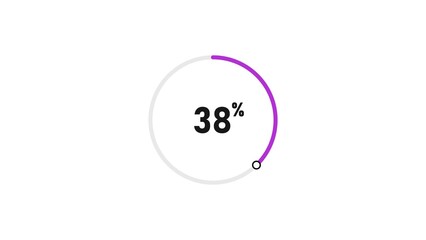 38 percent number loading circle icon pie chart illustration 4K resolution.