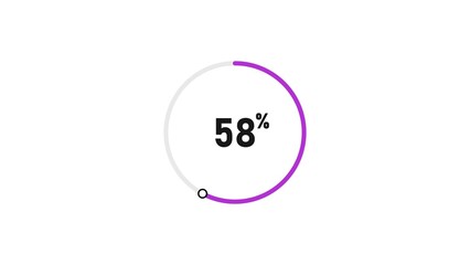 58 percent number loading circle icon pie chart illustration 4K resolution.