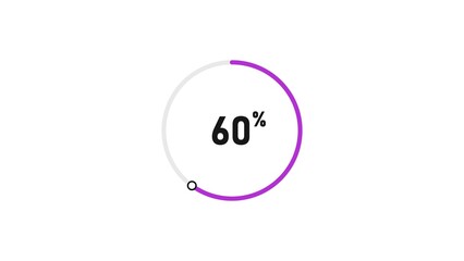 60 percent number loading circle icon pie chart illustration 4K resolution.