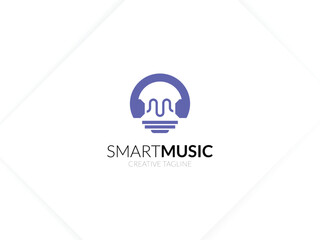 music logo with headphone and bulb for your brand