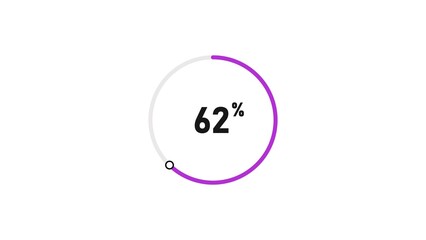 62 percent number loading circle icon pie chart illustration 4K resolution.