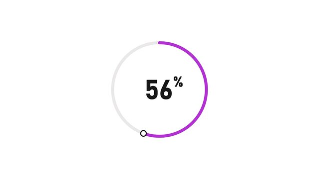 56 percent number loading circle icon pie chart illustration 4K resolution.