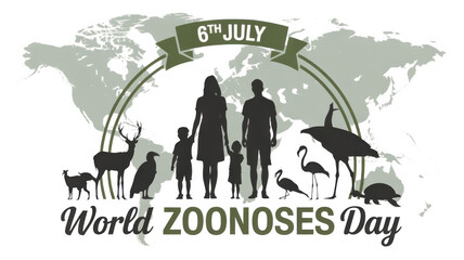 World Zoonoses Day isolated on transparent background, Generative ai.