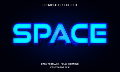 Obraz premium Neon blue space text effect - editable 3d futuristic typography for sci-fi, technology, and digital poster design