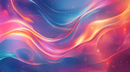Ethereal abstract gradient with holographic textures, smooth flowing waves of radiant colors, futuristic dreamy aesthetics for design and branding visuals —ar 16:9 
