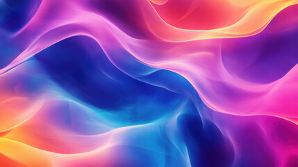 Obraz premium Ethereal soft glow gradient, luminous neon hues forming abstract flowing waves, high-quality digital painting for cutting-edge design and creative projects —ar 16:9 