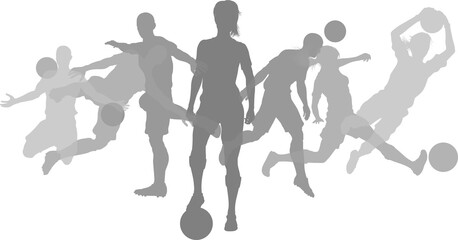 Soccer Football Players Silhouettes