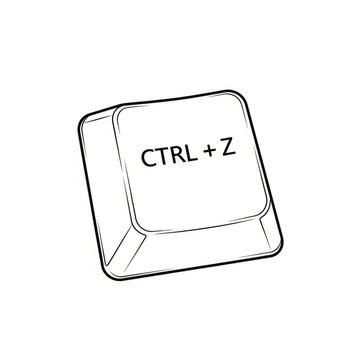 Illustration of a ctrl plus z keyboard key in black and white minimalist style graphic representation
