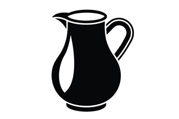 Silhouette of a Traditional Pitcher with a Handle and Spout for Serving Drinks