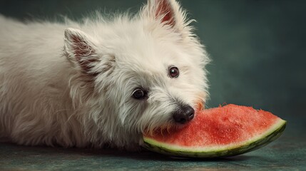 Cute Dog Enjoying Watermelon on Hot Dog Day