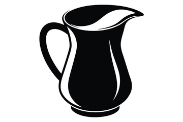 Silhouette Illustration of an Elegant Water Pitcher with Curved Handle and Spout Design