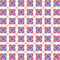 Ornamental Flower Pattern with Traditional Motifs and Retro Aesthetic for Designer Projects, Pattern with Floral Bouquets and Abstract Motifs in a Repeating Layout for Fashion Designers