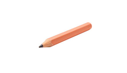 Orange pencil on white background, isolated, transparent background, no background