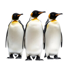 Fototapeta premium Group of three emperor penguin isolated on transparent background.
