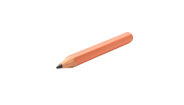 Orange pencil on white background, isolated, transparent background, no background