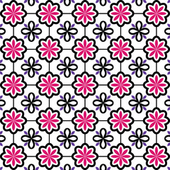 Luxury Seamless Floral Pattern with Vintage Ornament Details and Geometric Shapes for Home Decor, Abstract Seamless Pattern with Floral Elements