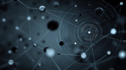 Interactive digital strategy business wallpaper showing connection nodes team alignment symbols innovation cycles in cool hues