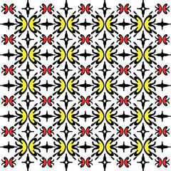 Abstract Seamless Pattern with Floral Elements and Retro Design Motif for Trendy Wallpapers, Geometric Floral Tiling with Bright Petals and Symmetrical Layout for Surface Pattern Design