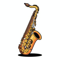 Golden Alto Saxophone Musical Instrument Illustration