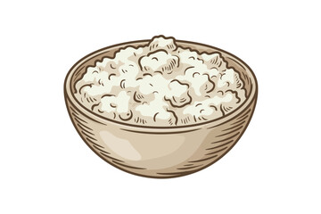 Bowl of Creamy Oatmeal Porridge Breakfast Food Illustration