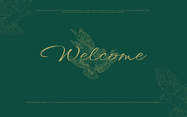 Hand Drawn White Dove Wedding Welcome Sign Template Elegant and Customizable Design