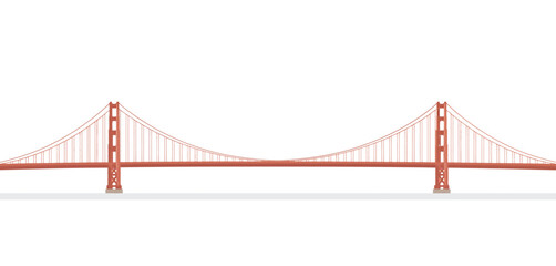 Iconic Golden Gate Bridge Illustration on White Background