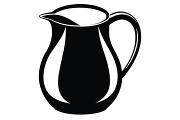 Elegant Black Silhouette of a Pitcher with Curved Handle and Spout Design