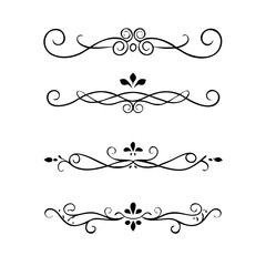 Text dividers with hearts doodle set. Wedding decorative elements. Divider ornament, borders, arrows. Hand drawn vector illustration isolated on white background
